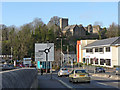 Church and castle overlooking Bridgend