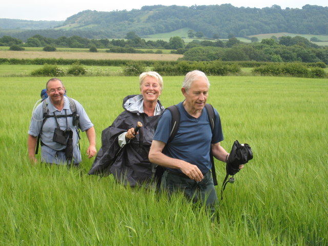 Happy walkers approaching Lastingham