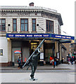 Window cleaner statue and Edgware Road station, London W1