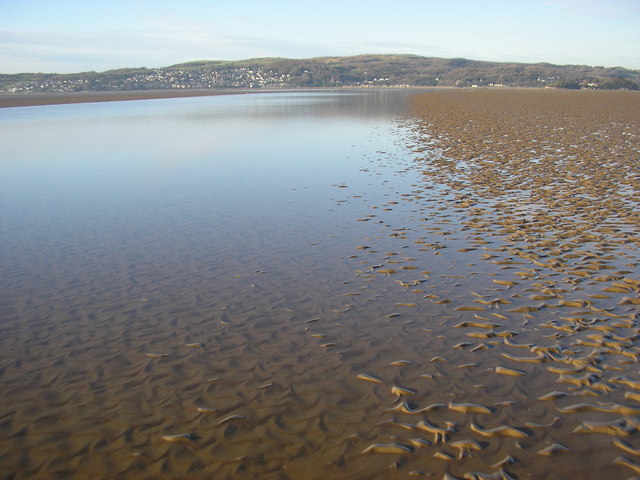 Channel of the River Kent flowing into Morecambe Bay