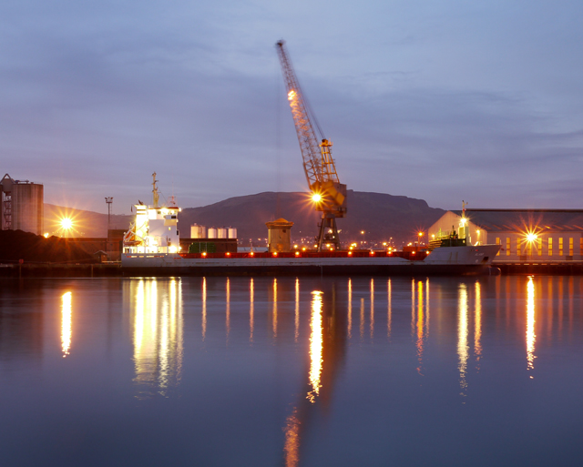 Dusk at Belfast docks