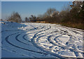 Old A14 carriageway in the snow