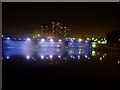 Pipe Bridge and Weir on a foggy night