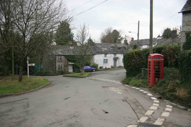 Old Cottages at Blisland by the road junction