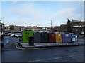 Recycling bins at the western end of the High Street