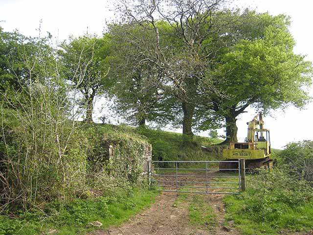 Farm track and machinery at Crosshill