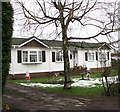 Christmas ornaments in front garden in The Dell