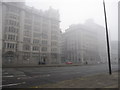 A foggy view across Georges Dock Gates, Liverpool