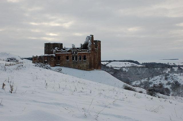 Crichton Castle in winter