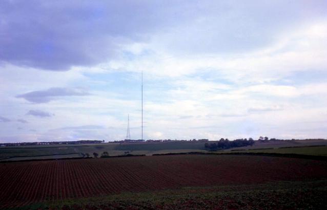 The old Emley Moor television masts in 1962