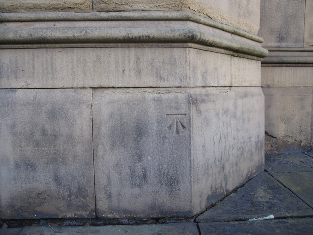 Bench mark on St Luke's church
