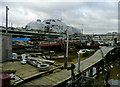 Military houseboat at Shoreham Beach, West Sussex