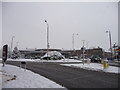 Southgate Circus in the snow