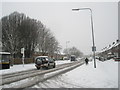 Looking north-west up a snowy Bedhampton Way