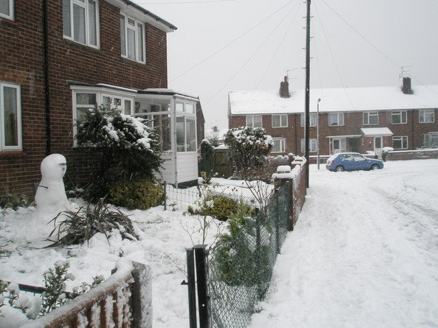 Snowman in Harestock Road