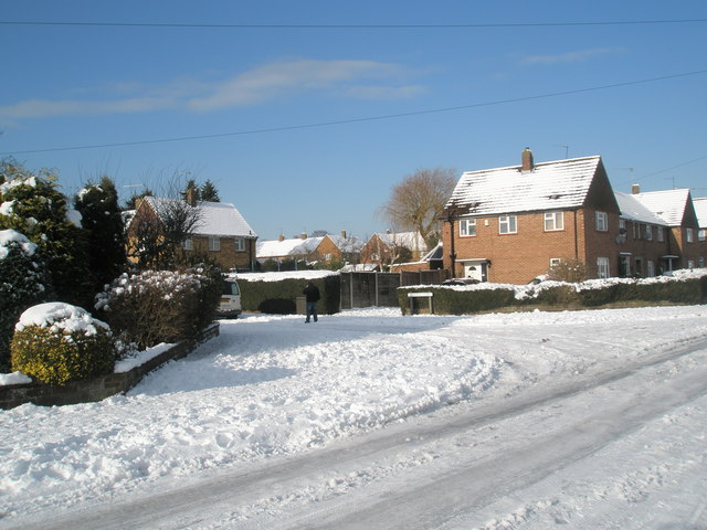 Junction of Newbarn Road and a snowy Gwatkin Close