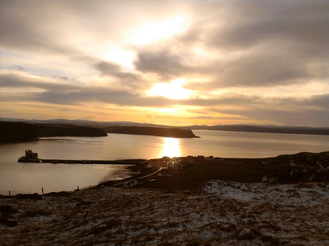 Winter sunset over Uig Bay