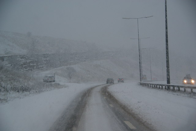 Snow on the Accrington bypass