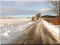 Snow covered minor road near Mawcarse