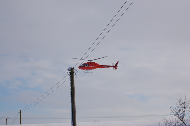 Chopper checking the electricity lines near Linton
