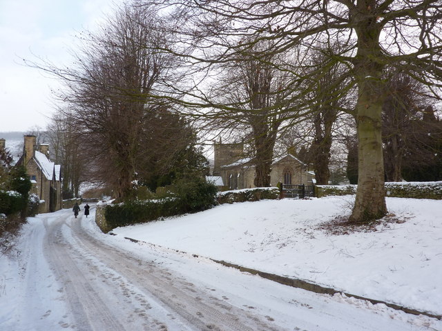 St Anne's Church and footprints in the snow