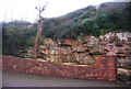 Small red sandstone cliff by the A358