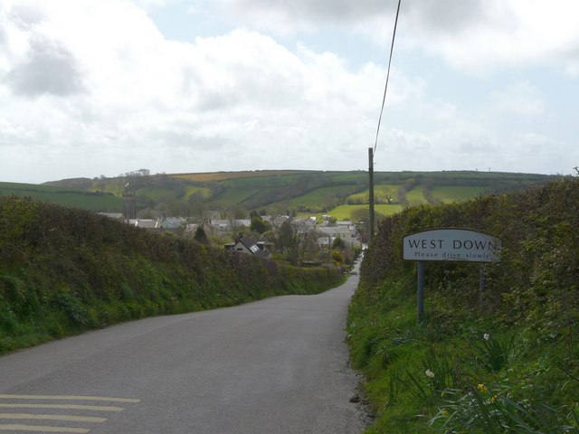 The Ilfracombe Road approaching West Down