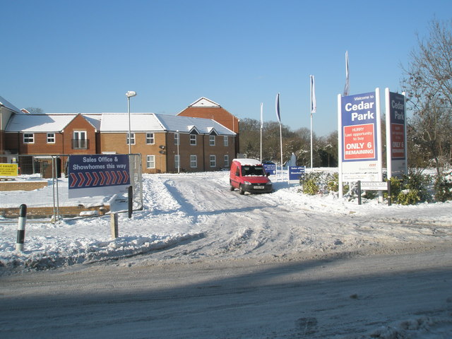 Red van by the show homes in Park House Farm Way