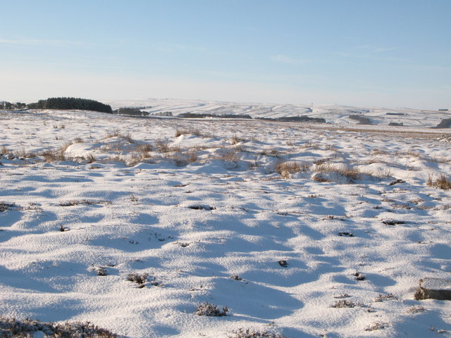 Snowy moorland west of Crawberry Hill