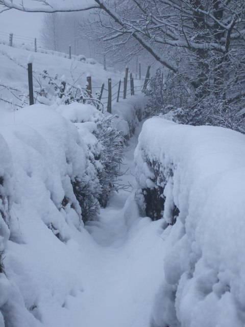 Footpath to Clough House, Slaithwaite on Christmas Eve 2009