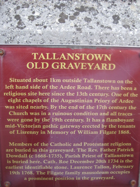 Information Plaque On Tallanstown Old Graveyard