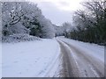 Snowy lane at Gorcott Hill