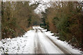 The old Fosse Way at Eathorpe on a snowy day