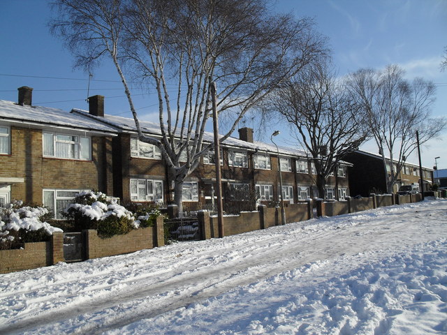 A snowy scene in Longstock Road