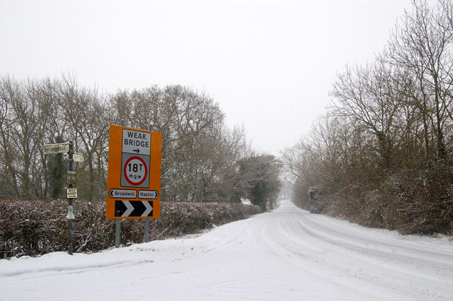 Looking south along Gibraltar Lane in the snow