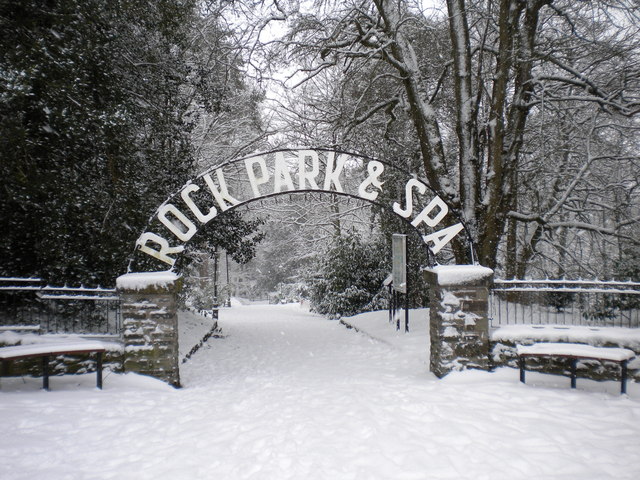 Snow scene entrance to Rock Park © Chris Davies :: Geograph Britain and ...