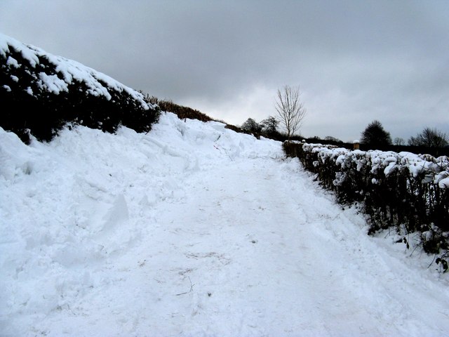 More drifted snow at the west end of Baycombe Lane