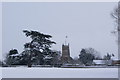 Martock Church in the snow.