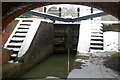 Snowy steps, top lock at Marston Doles (lock 16)