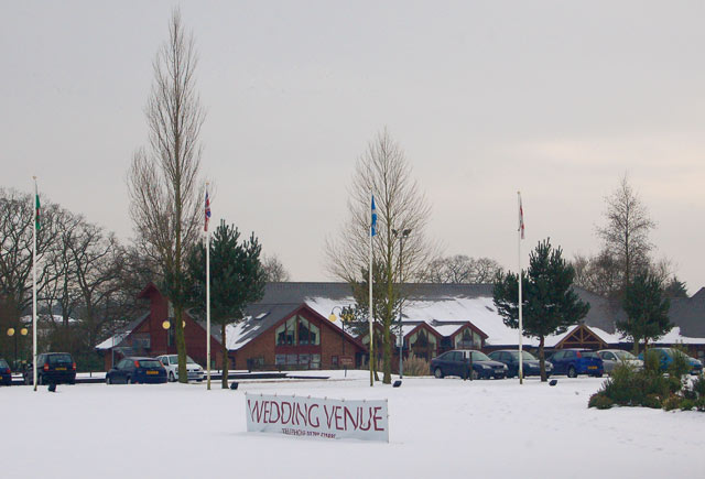 Snowy scene at Whitefields Hotel west of Dunchurch