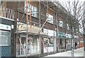 Scaffolding on  shops at Drayton