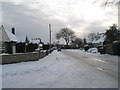 Looking from Court Mead down a snowy Court Lane