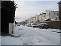 Looking from East Cosham Road into a snowy Colville Road