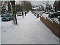 Looking down Carmarthen Road on a snowy Saturday in early January