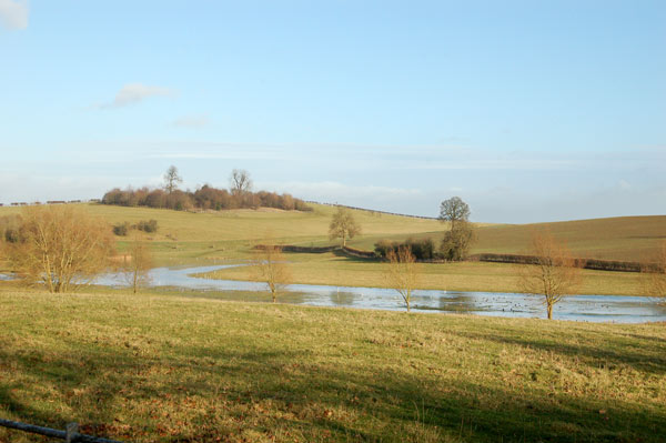 River Leam in flood east of Birdingbury