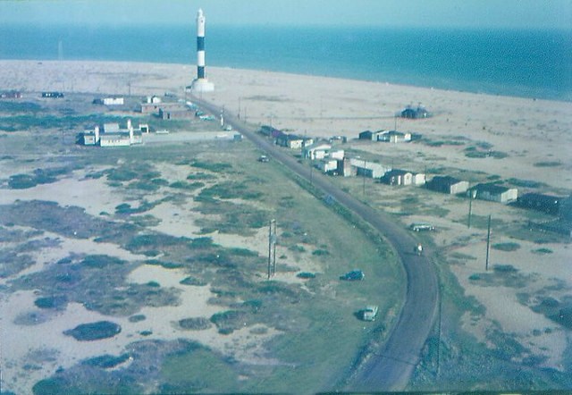 Dungeness new lighthouse taken from old lighthouse in 1968