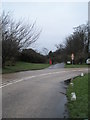 Road and path junction in Pigeonhouse Lane