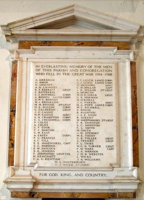 Christ Church, Hampstead Square, London NW3 - Memorial WWI
