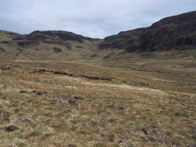 Natural peat bank on the moorland hillside approach to Bealach Coire a' Chuidhe.