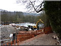 Calver Weir; repair work machinery